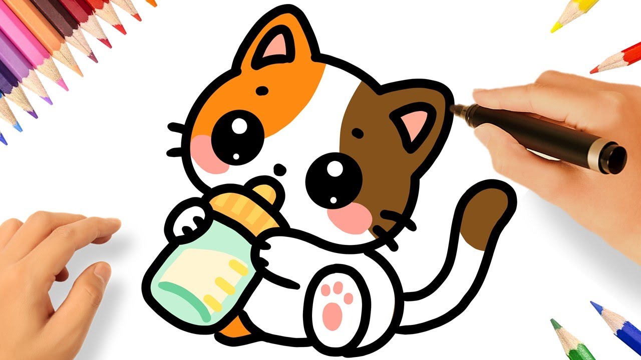HOW TO DRAW A CUTE KAWAII BABY CAT EASY STEP BY STEP 😻🍼