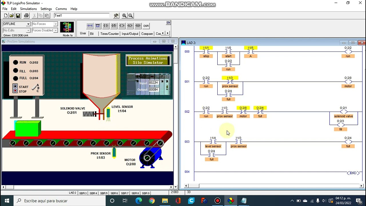 Explicación del código en escalera, para la programación de la banda transportadora (PLC Logix Pro).