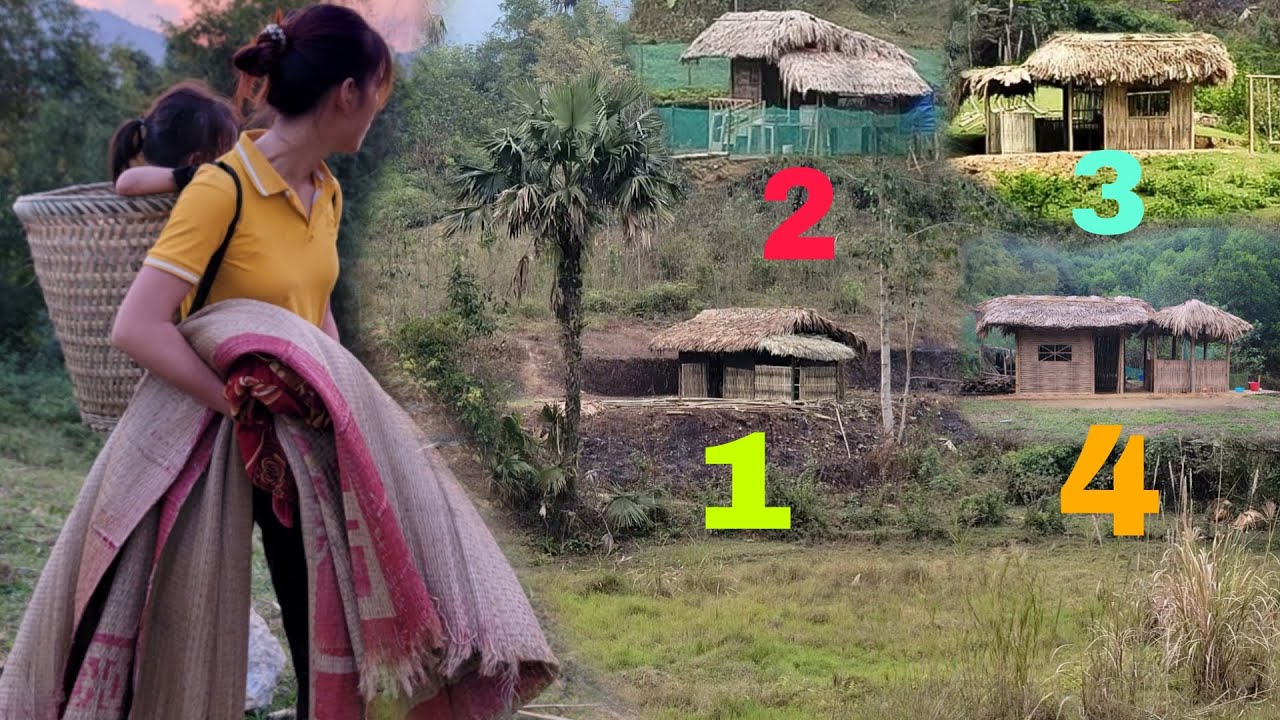 Full Video TIMELAPSE: Single Mother Single-Handedly Builds Four Bamboo Houses, From Start To Finish.