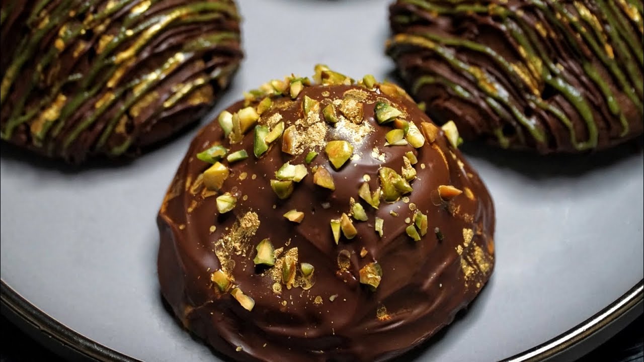 Dubai Chocolate Bar Cookies With Homemade Pistachio Butter | Stuffed Cookies | #viral #trending