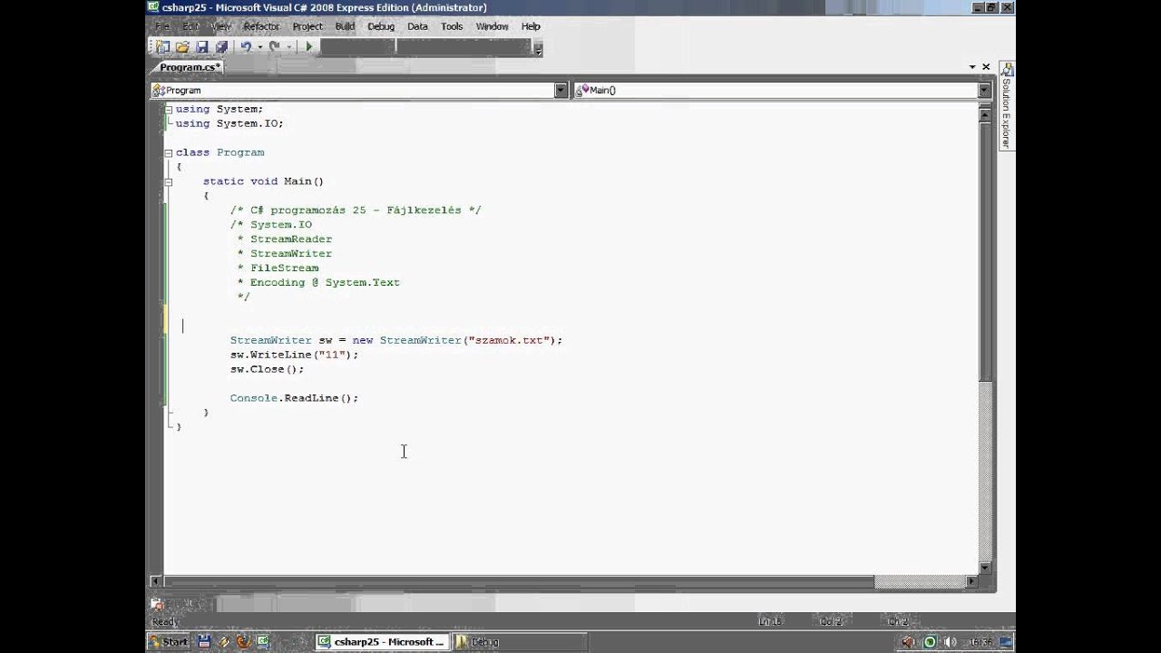 C# programozás 25 - Fájlkezelés