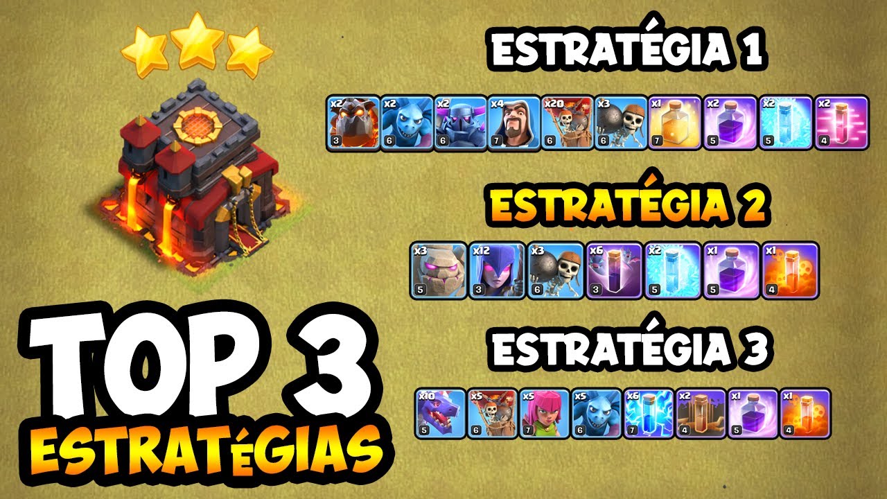 AS 3 MELHORES ESTRATÉGIAS DE ATAQUE GUERRA CV10 PARA 2026 NO CLASH OF CLANS!