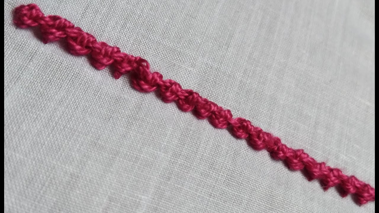moti stitch, palestrina double knot stitch, hand embroidery tutorial