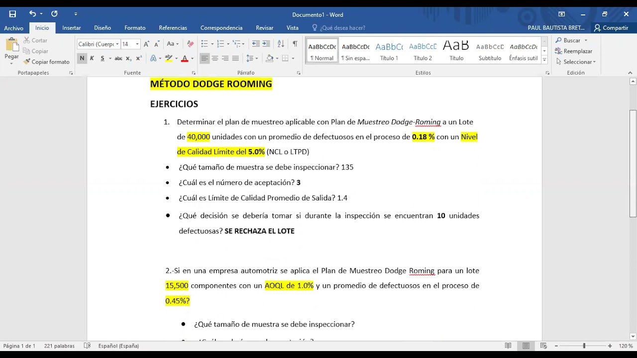 MUESTREO DE ACEPTACIÓN- DODGE ROMING