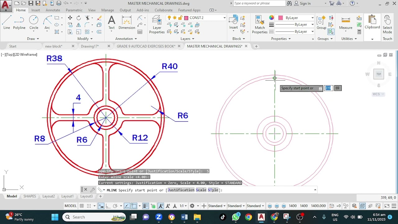 AutoCAD 2D Exercise [ WHEEL
