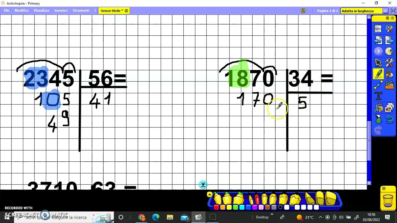 DIVISIONI A DUE CIFRE QUINTO LIVELLO DI UNDICI
