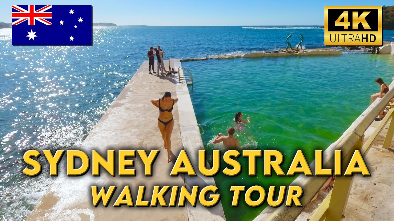 SYDNEY AUSTRALIA | WALKING AT BEAUTIFUL MANLY BEACH  | 4K UHD Video Walk