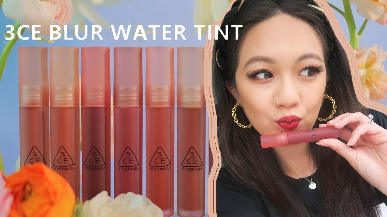 3ce Blur Water Tint Swatches & Review|Comparisons w 3CE Glaze Lip Tint &Peripera Ink Blur Water Tint