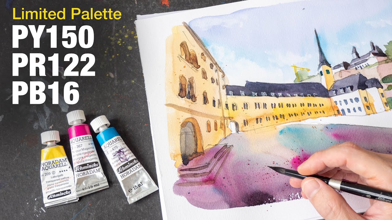 PY150, PR122, PB16 Limited Palette Sketch