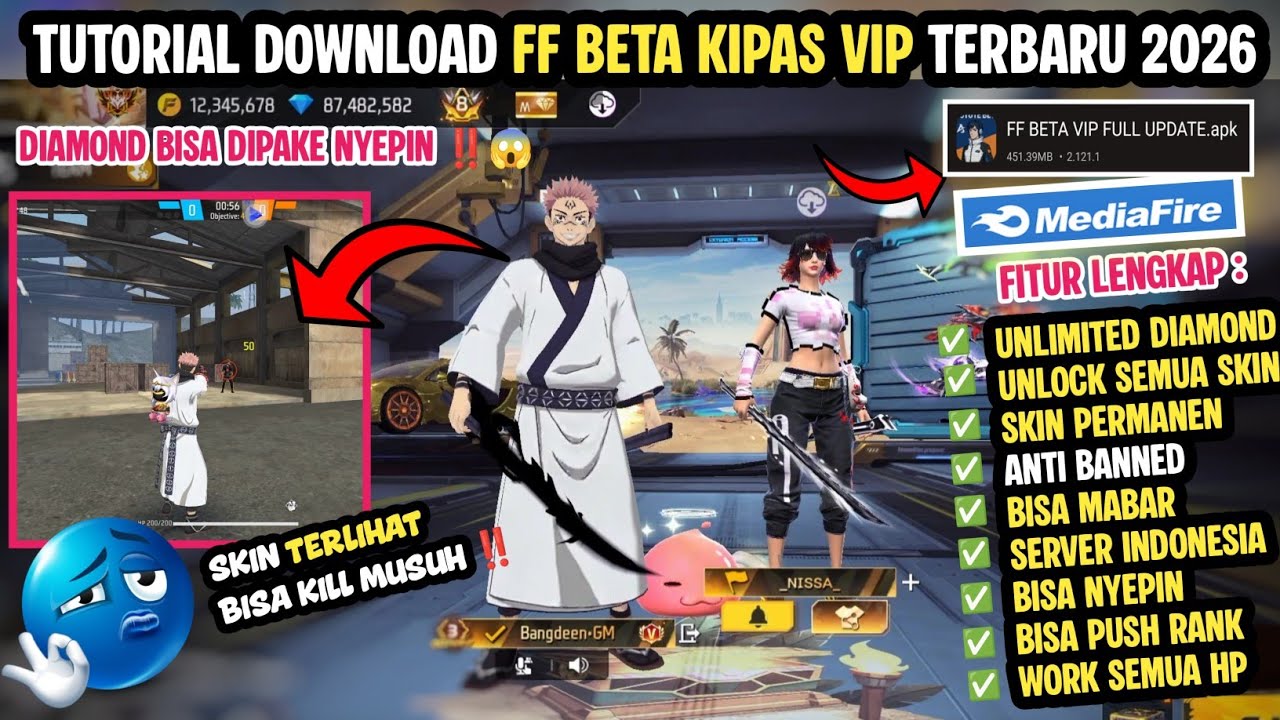 BISA DIBAWA MAIN + KILL LAWAN ‼️ TUTORIAL CARA DOWNLOAD FF KIPAS VIP UPDATE TERBARU 2026 - SEMUA HP✅