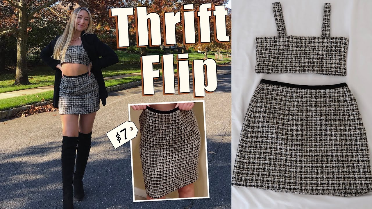 THRIFT FLIP 🧵|| transforming an oversized midi-skirt into a trendy matching set!
