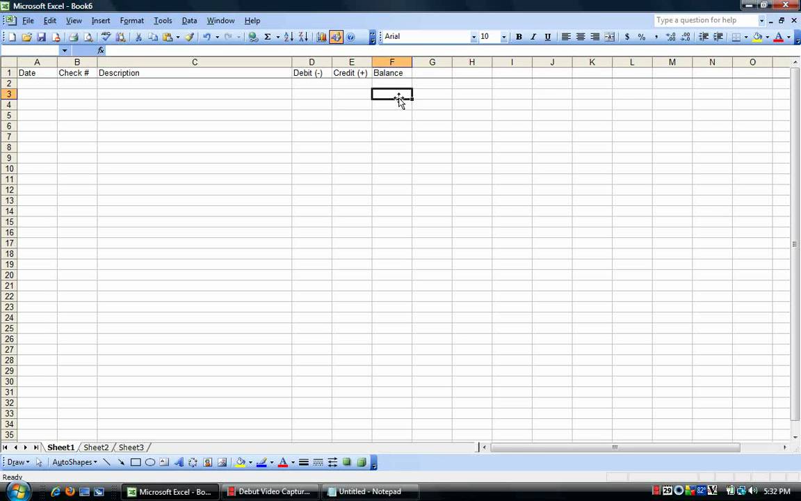 How to create an excel checkbook register