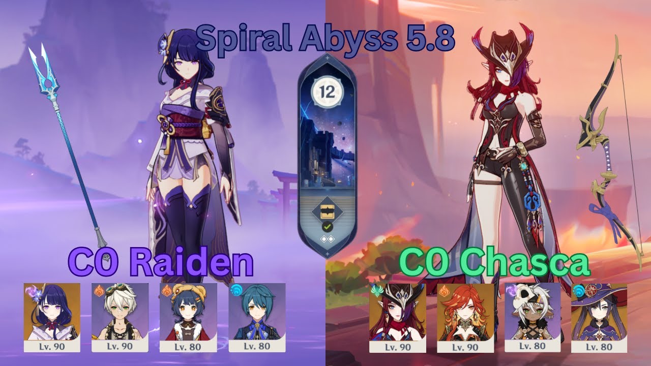 F2P C0 Raiden & C0 Chasca | Genshin Impact | Spiral Abyss 5.8 Floor 12