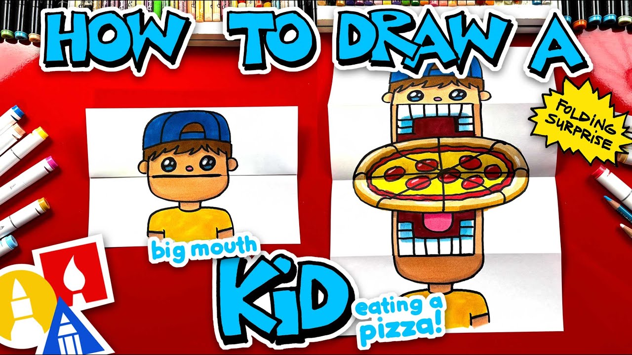 How To Draw A Big Mouth Kid Eating A Pizza