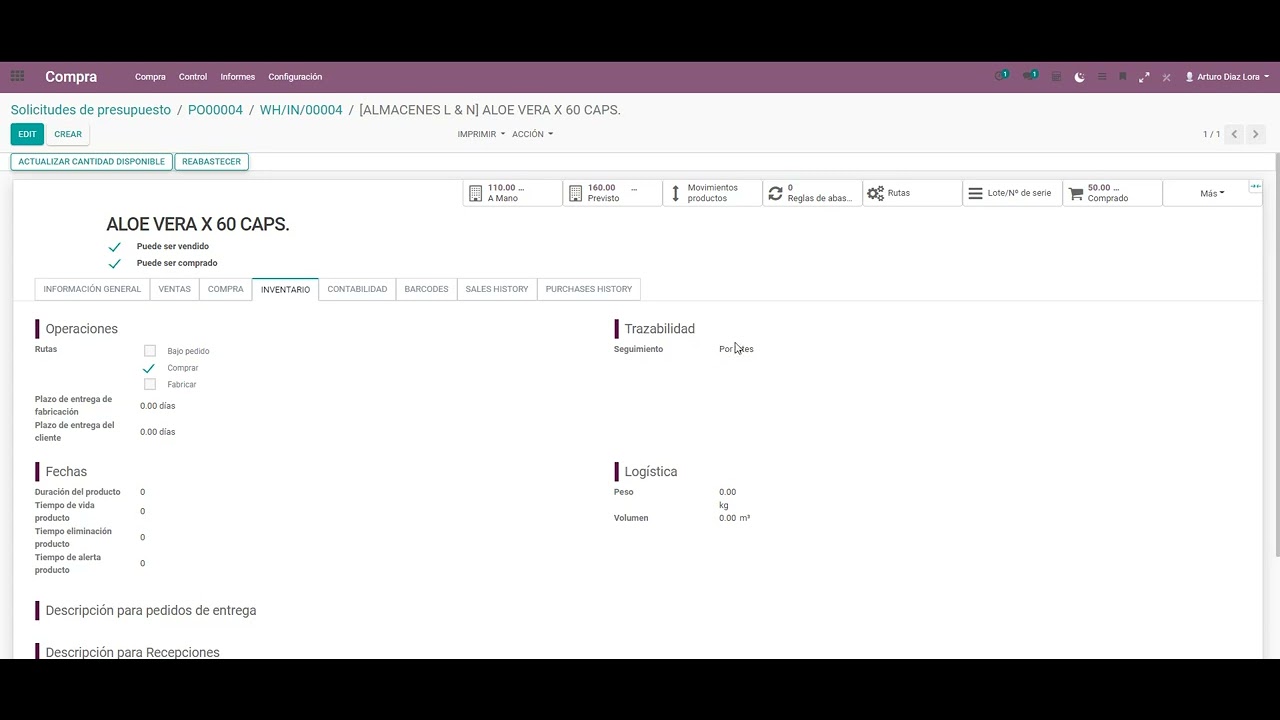 Como crear una orden de compra, recibir en almacen , aplicar lotes, crear una factura proveedor Odoo