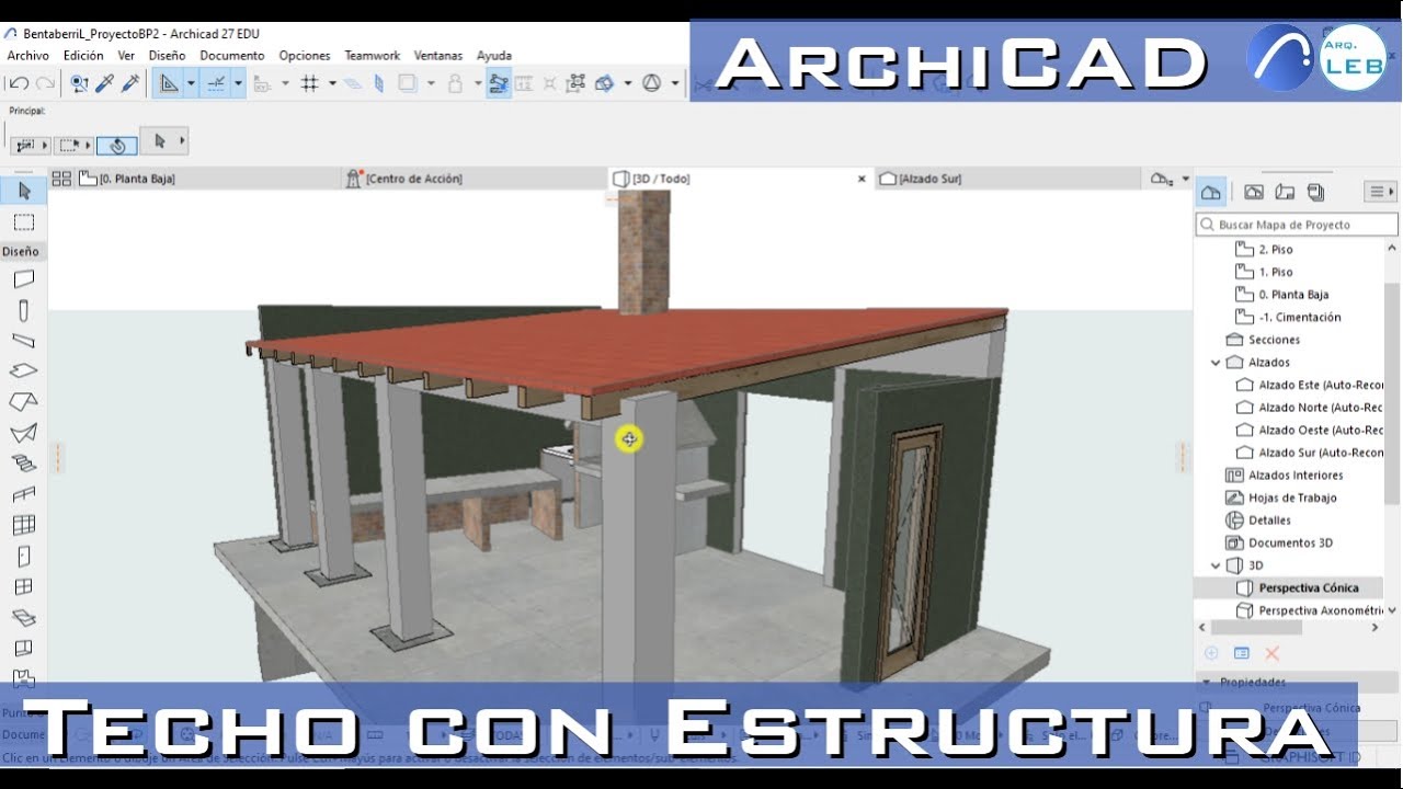 [Archicad]-Cubierta Inclinada Con Estructura