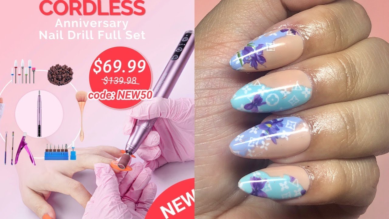 New MelodySusie Cordless Nail Drill Review & Unboxing! Trendy LV Designer Nails | Nail Tutorial| DIY