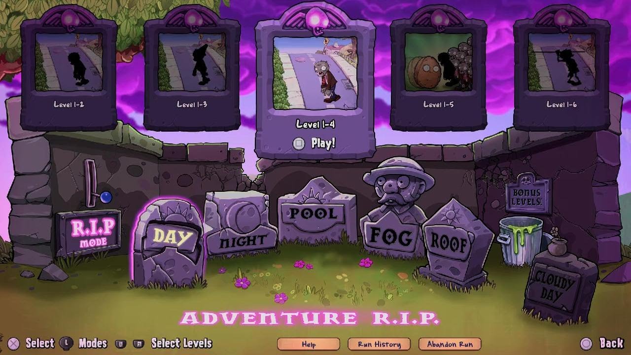 Plants vs. Zombies: Replanted Adventure Mode R.I.P Level 1-4