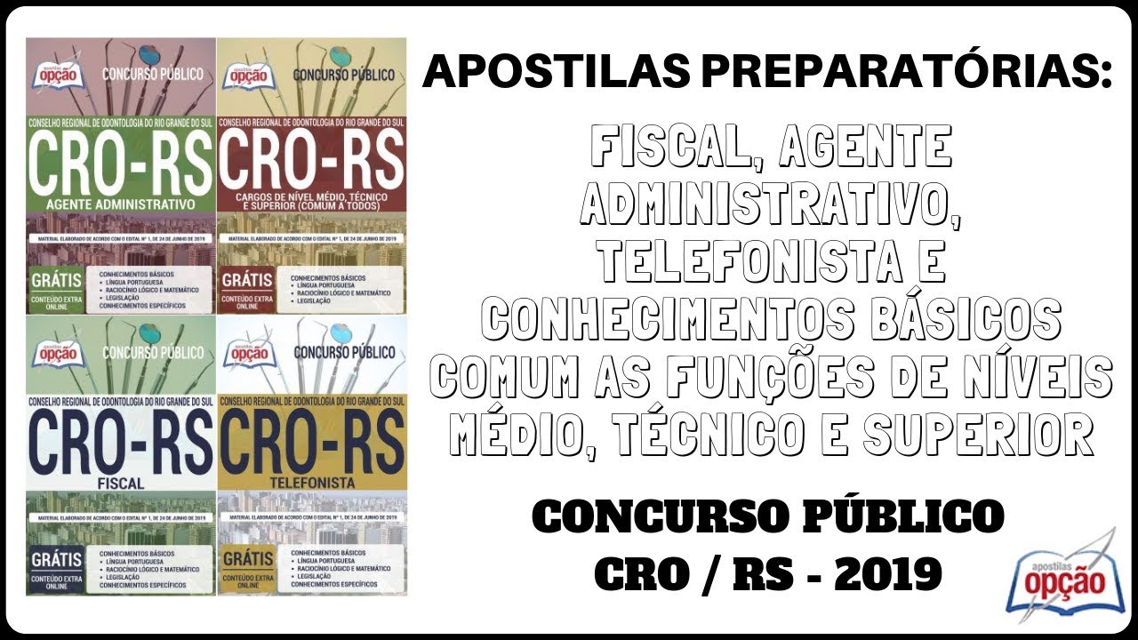 Apostilas Preparat&oacute;rias Diversos Cargos - Concurso CRO / RS - 2019 (Apostilas Op&ccedil;&atilde;o)