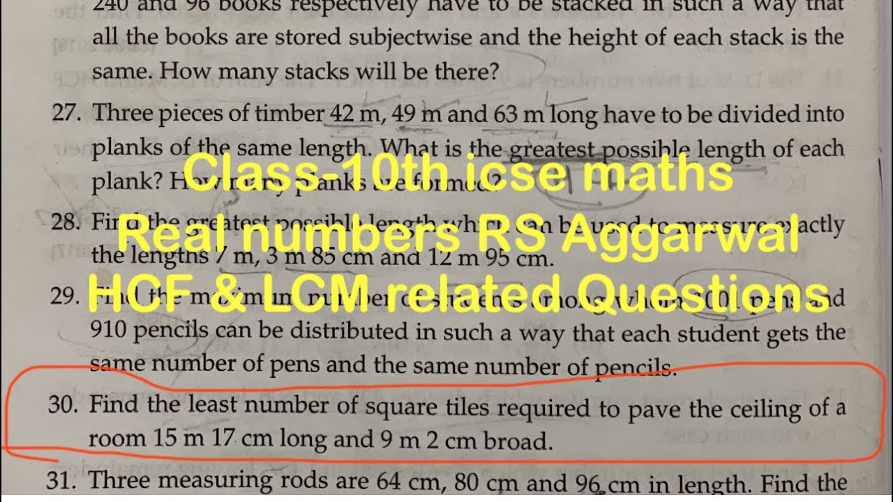 Class-10th #cbse #maths #hcf #lcm | Find the least number of square tiles required to pave the ceili