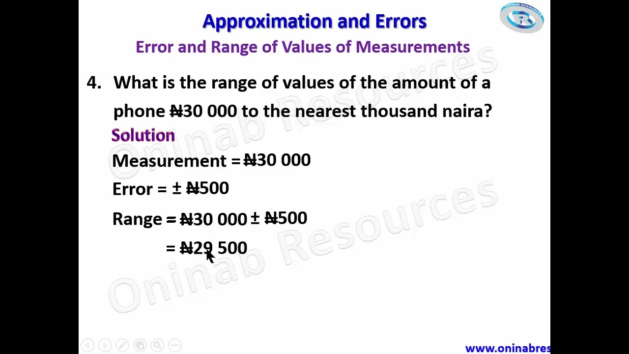 Approximation and Errors: Lesson 1-Error and Range of Values