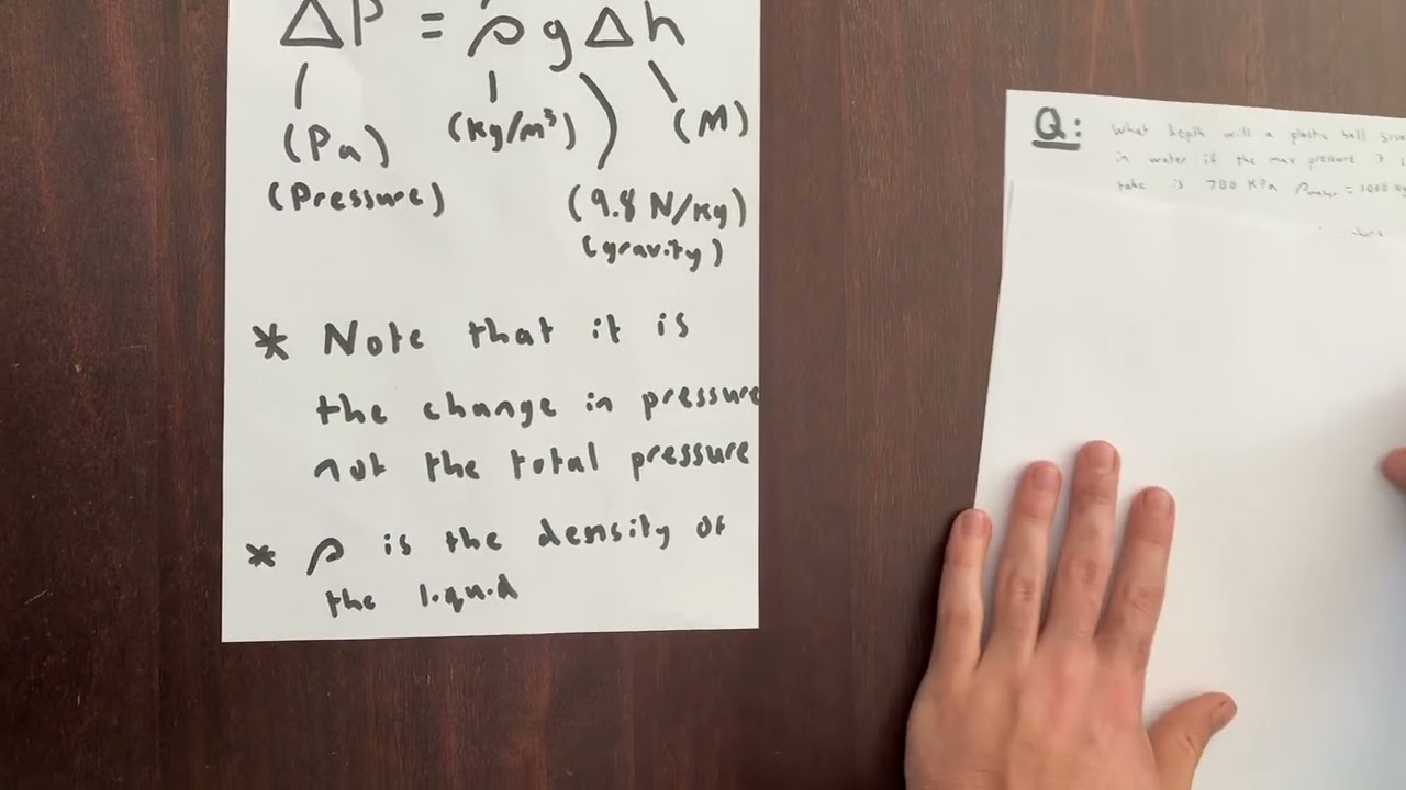 IGCSE Physics pressure with depth