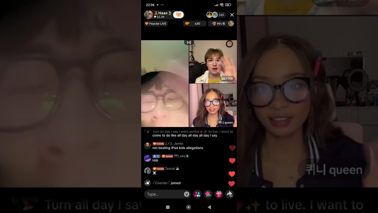 Finally Haan is on live 😍🥰.. they all together now finally 😍@Haan,@Queenie,@Dexter,@June