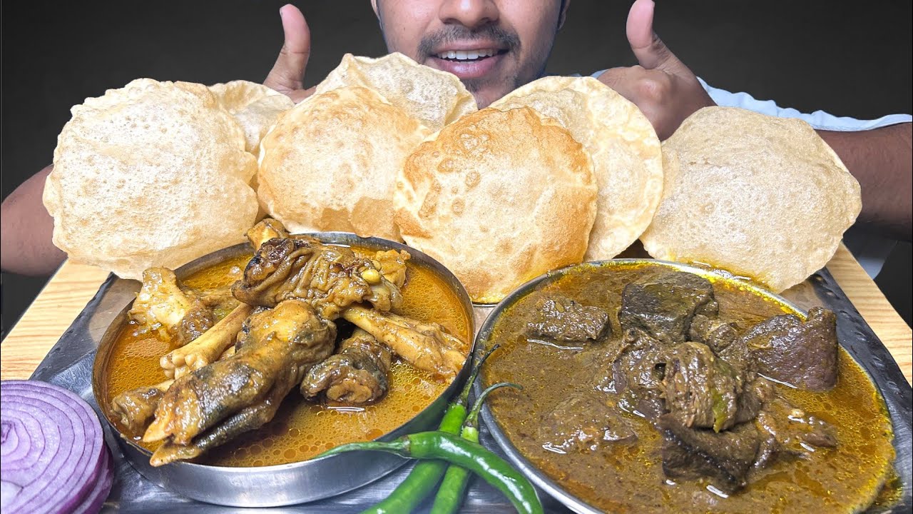 Eating Mutton Liver Curry|| Mutton Paya Soup With Soft Soft Puri Eating So #mukbang #food #eating 