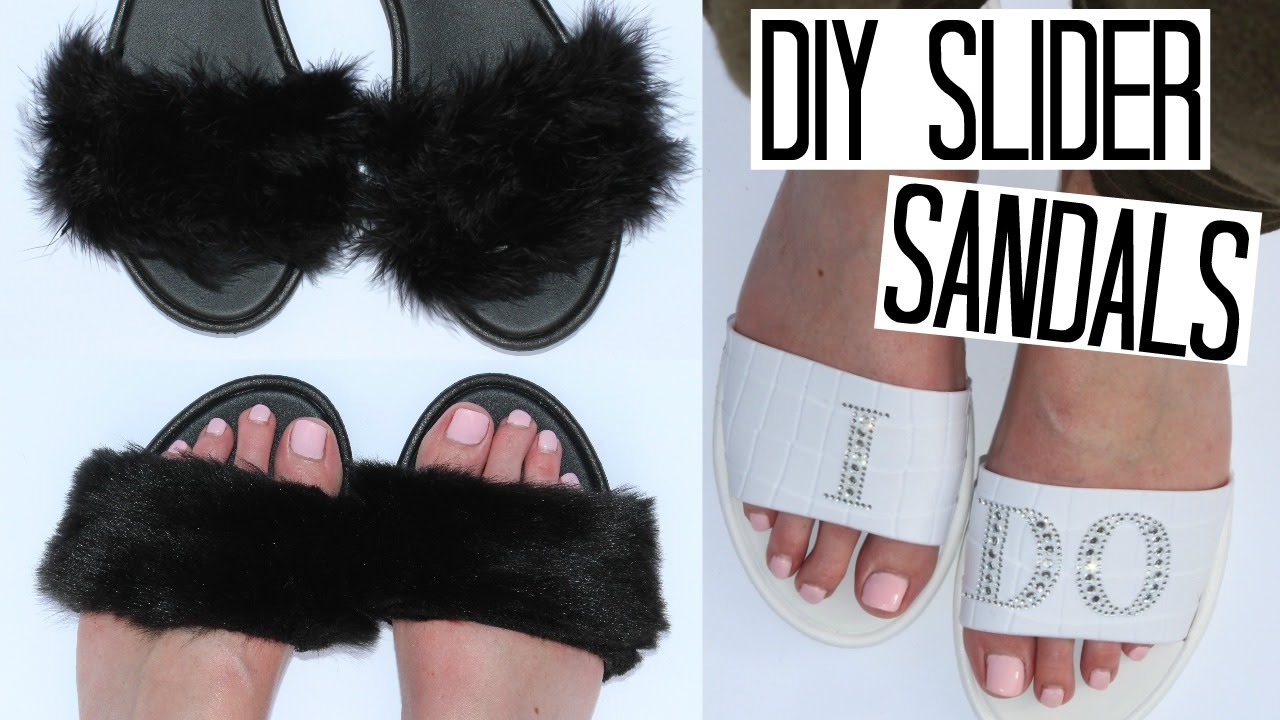 DIY Slider Sandals! - Rihanna Fur Inspired, Fluffy & Slogan Slides!