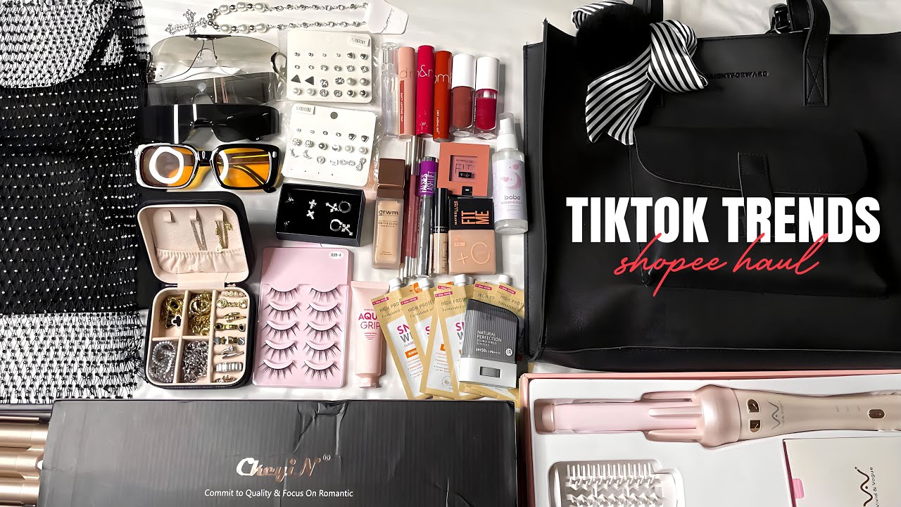 HUGE SHOPEE HAUL *tiktok trends* (clothes, bags, accessories, makeup, & haircare)