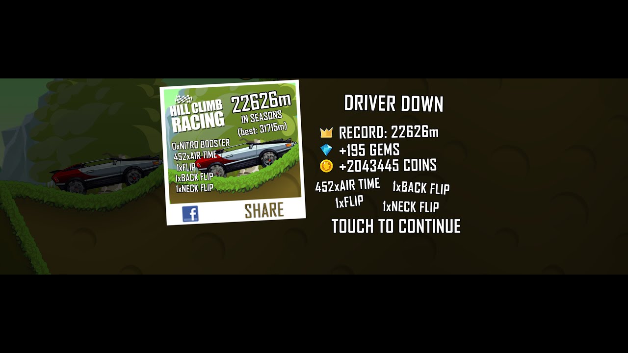 (WR) Hill Climb Racing Fast Car + Seasons 22626m (full run)