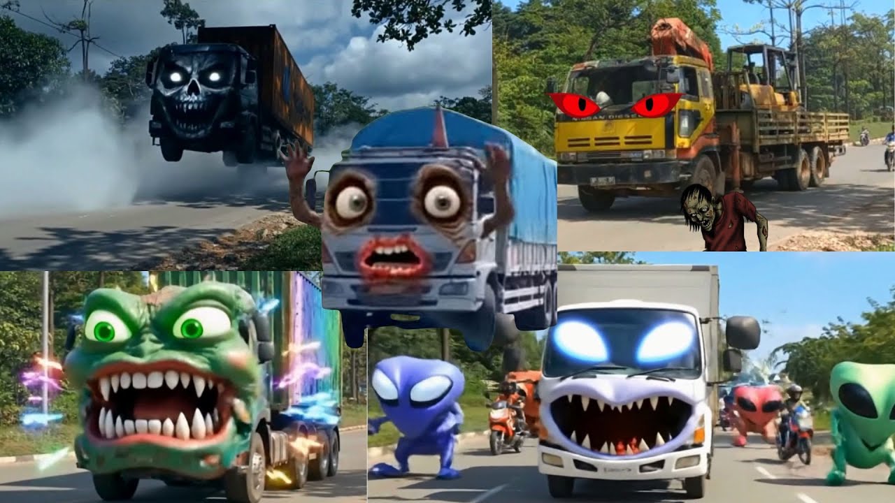 Wow.. Wadidaw..!! Ada Truk Kontainer Besar, Truk Tronton Zombie, Truk oleng Horor #trukberubahbentuk