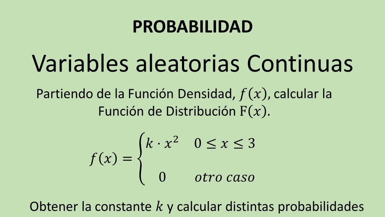Variable Aleatoria Continua - De función densidad a función de distribución - Ejercicio 001