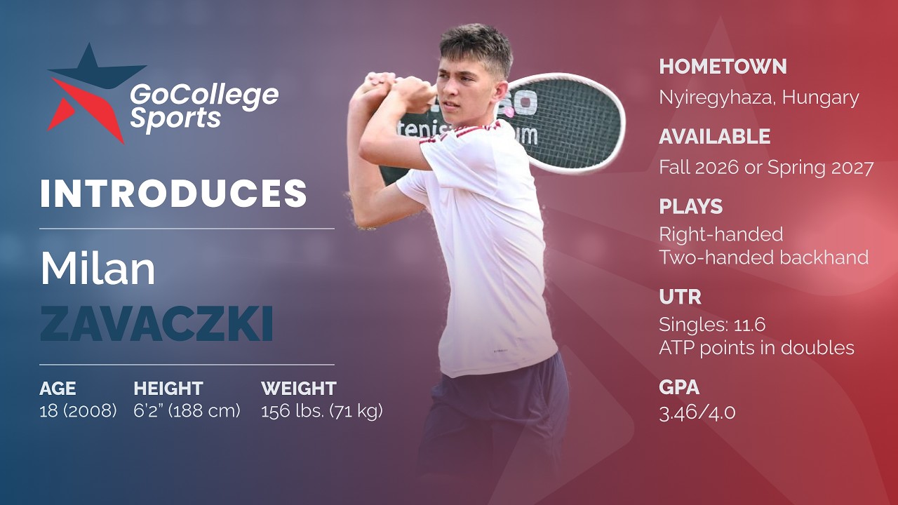 Milan Zavaczki College Tennis Recruiting VIdeo - Available Fall 2026 or Spring 2027