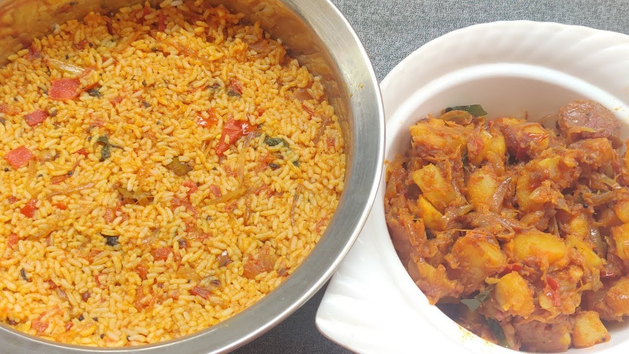 பிரியாணி சுவையில் தக்காளி சாதம்/Tomato Briyani/Tomato Rice/potato kara curry/Tomato Briyani in tamil