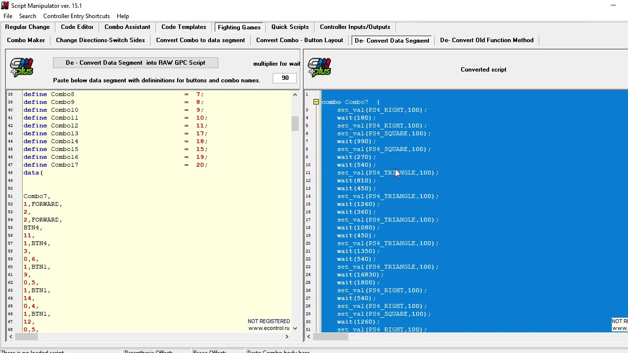 How to Deconvert 1 combo script for Titan 2 correctly