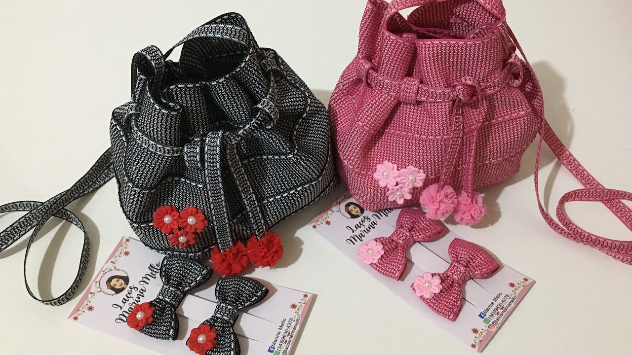 BOLSA BAG FEITA DE FITAS/COSTURA À MÃO/TENDÊNCIA DO MOMENTO🎀By Marina Mello