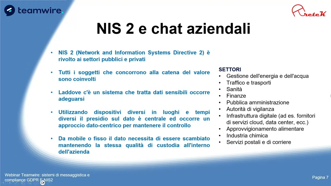 Webinar Teamwire: sistemi di messaggistica e compliance GDPR E NIS2