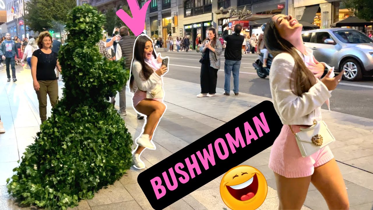 Not Bushman But BushWoman Prank 😁 Epic Reactions in Madrid, Spain Part 1