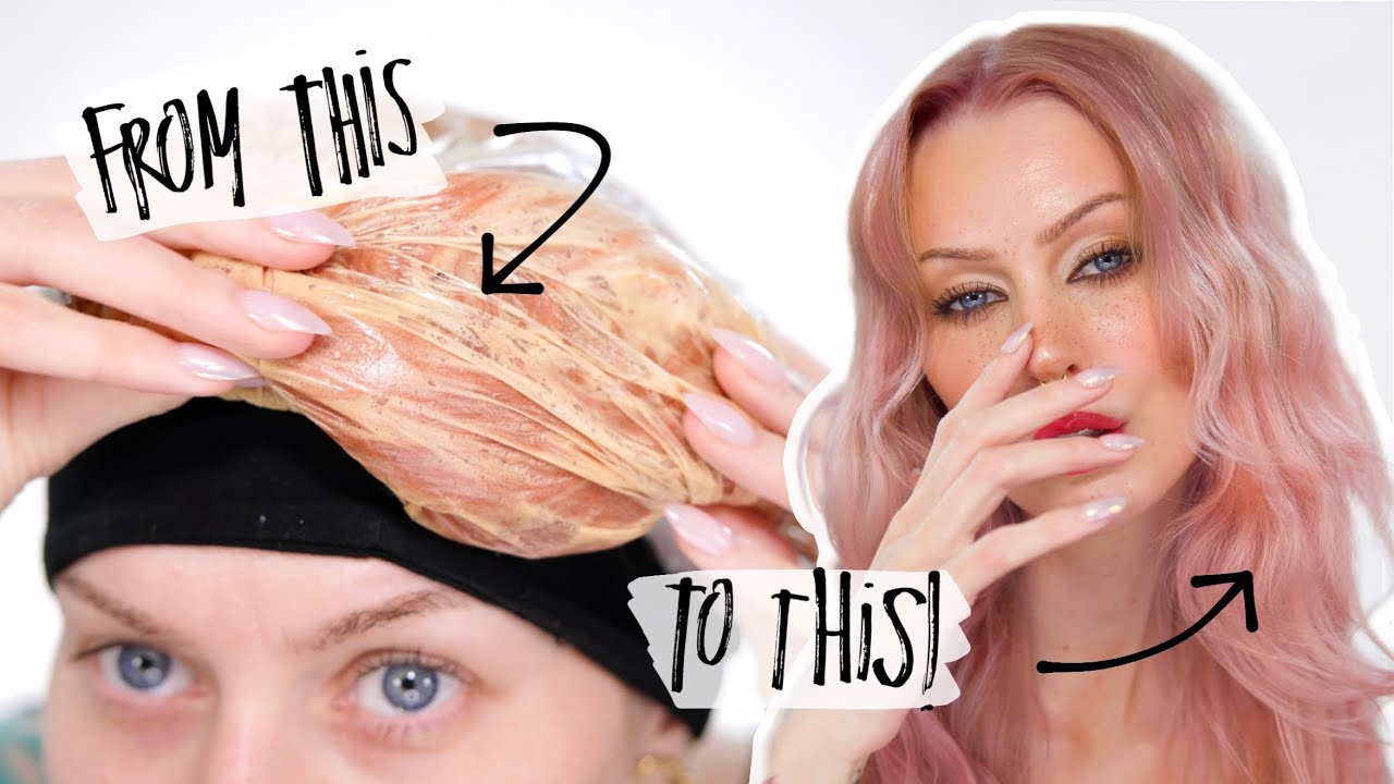 🍊orange to rose gold/dusty pink👅 HAIR MAKEOVER! - vitamin c color remover method explained 