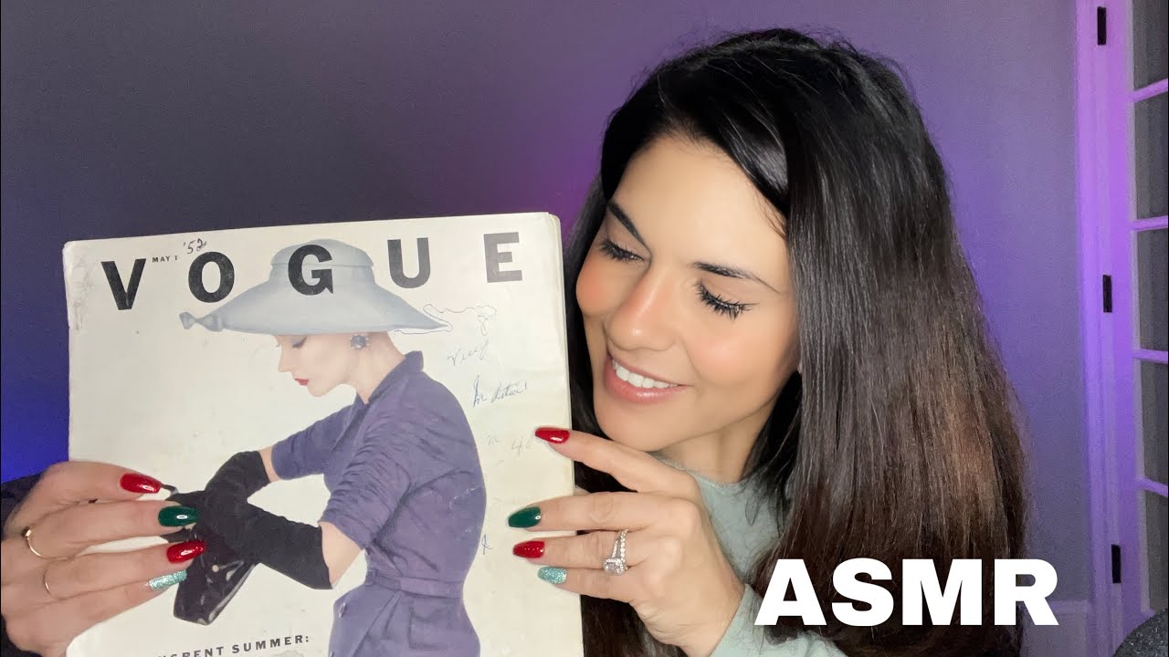 ASMR: Vintage 1952 Vogue 🤩 magazine flip thru (up-close whisper)