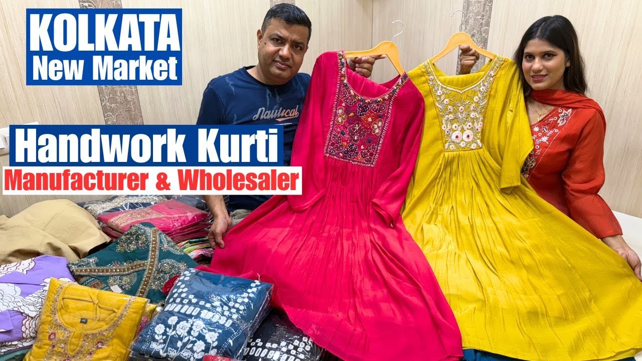 Handwork Kurti Mul Chanderi/ Muslin/ Crepe Mirror Work Manufacturer & Wholesaler Kolkata New Market