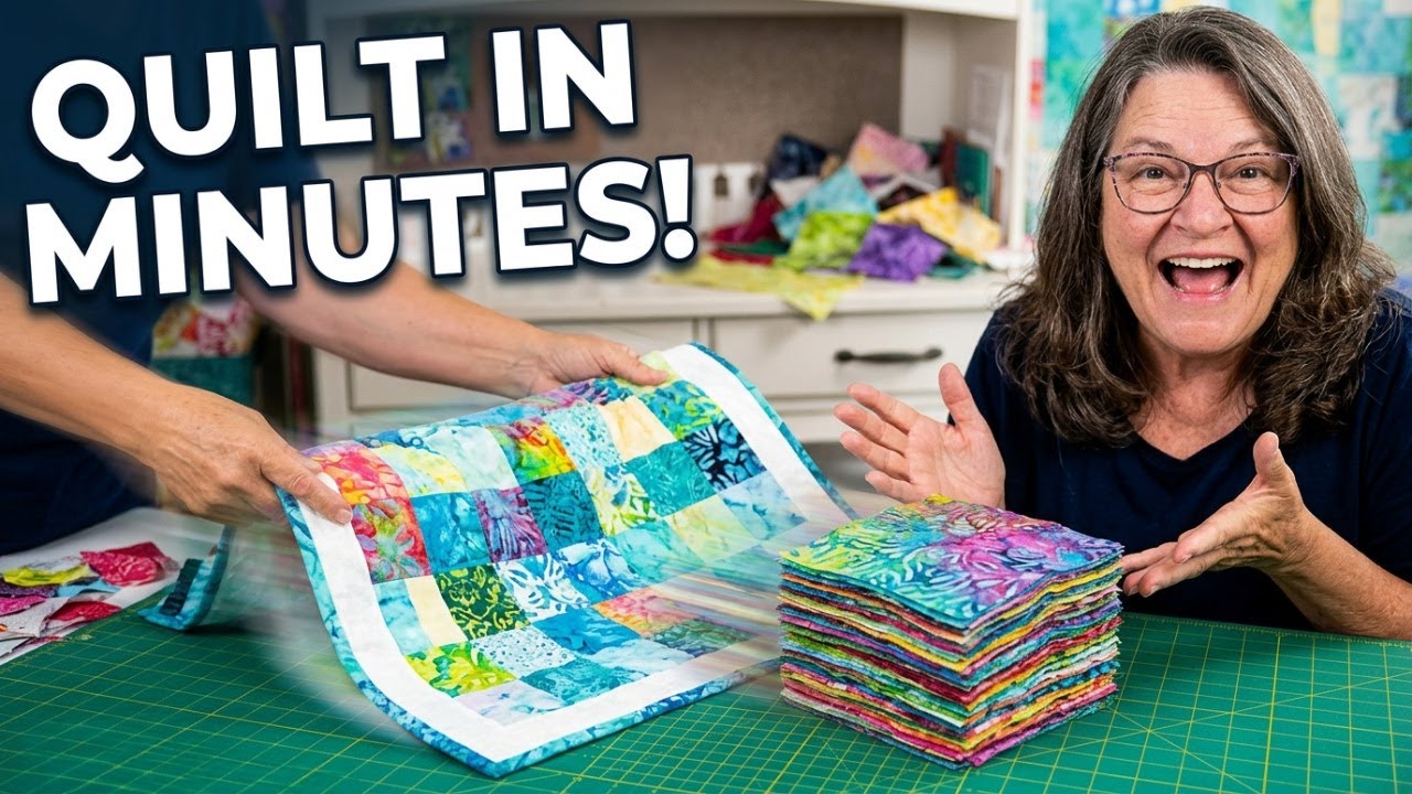 100 Charm Squares to Baby Quilt in Minutes-NO PATTERN Needed! #quiltingtutorials #quiltingtechnique