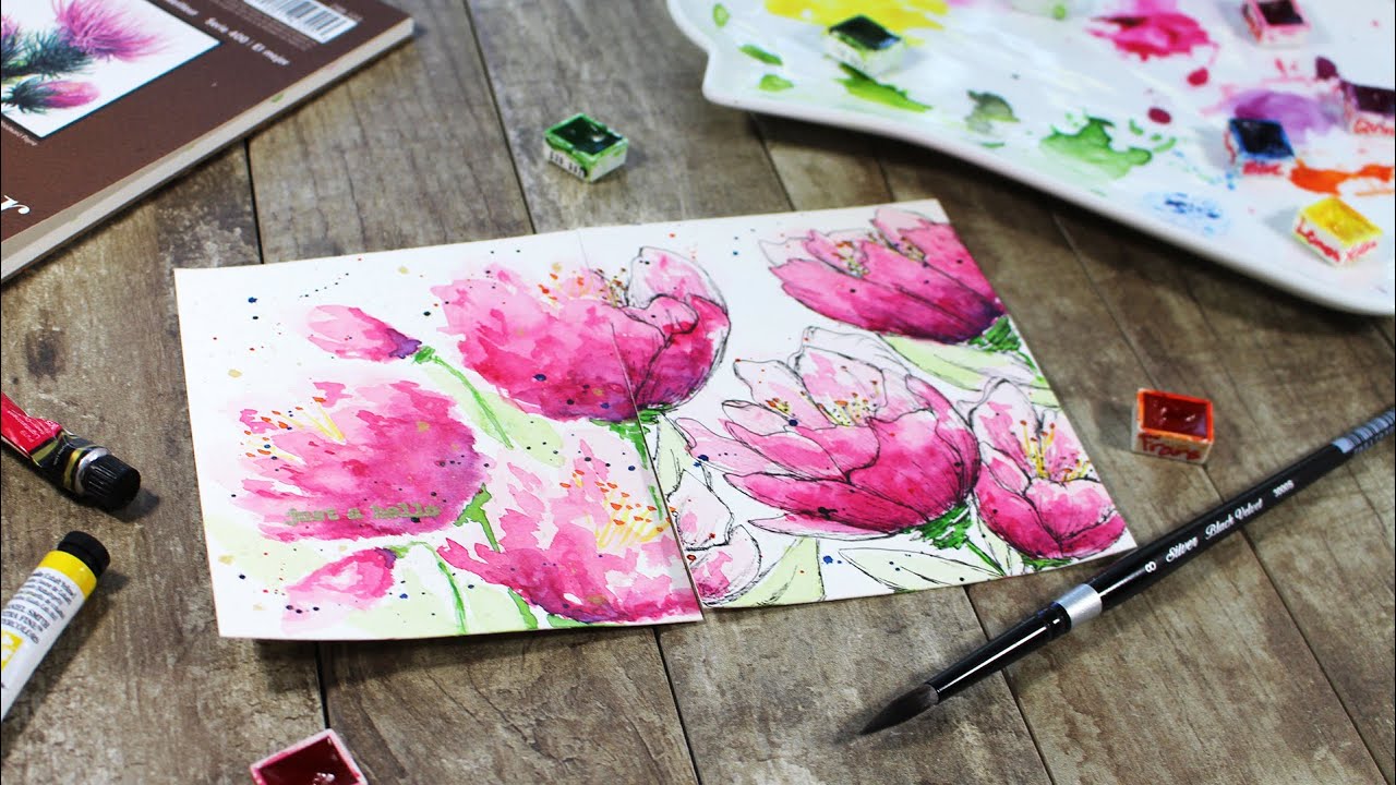 HOW TO paint easy WATERCOLOR FLOWERS | watch in REAL TIME