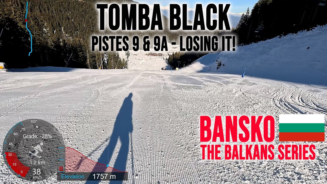 [4K] Skiing Bansko, Tomba Black - Pistes [9] and [9a] - Losing it! Bulgaria, GoPro Hero13