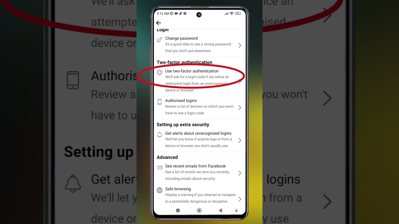 how to on two factor authentication in facebook