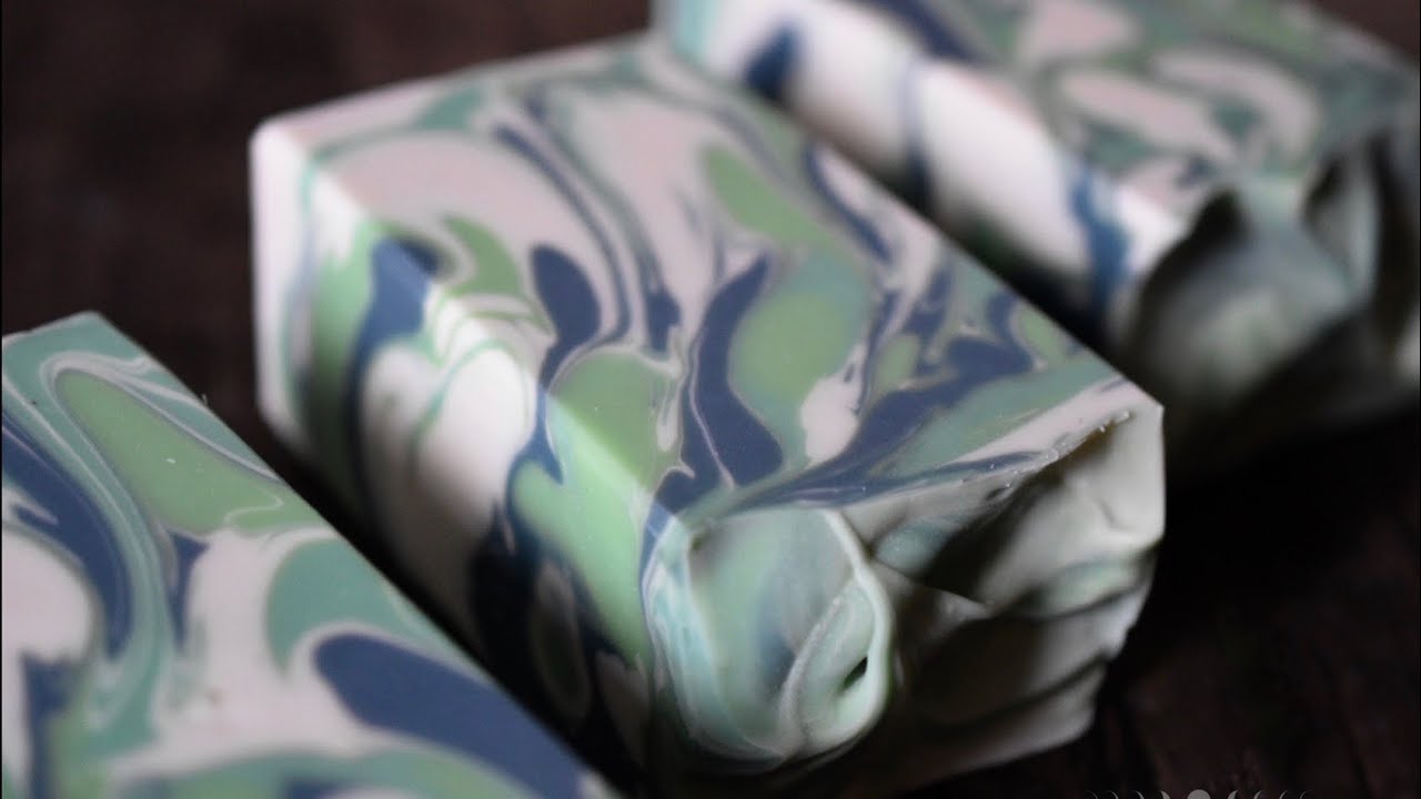 Making Green Irish Soap &bull; Drop Swirl