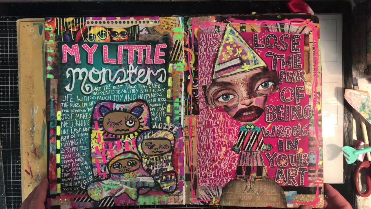 Dylusions Art journal flip - chatty