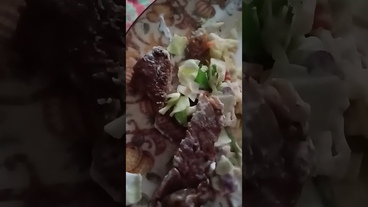 ASMR Steak Salad with tummy sounds 