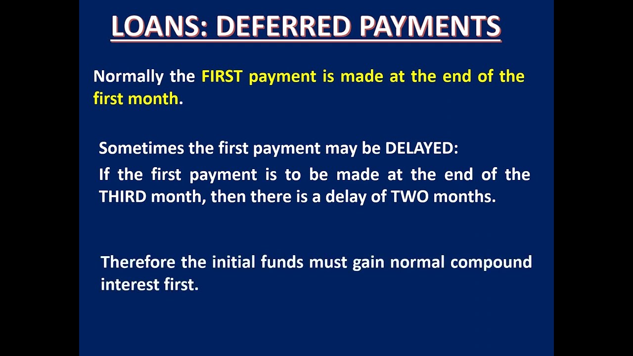 Financial Maths - Loans With Deferred Payments